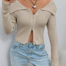 Ezwear chaqueta tipo cardigan de ajuste cenido con hombros descubiertos y cremallera