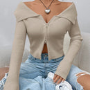 Ezwear chaqueta tipo cardigan de ajuste cenido con hombros descubiertos y cremallera