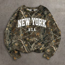 Ezwear sudadera holgada de cuello redondo de manga larga con patron de hojas de arce y ramas para mujer, adecuada para otono/invierno