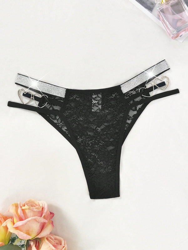 Tangas con lazo cordon en forma de corazon, lenceria intima sexy