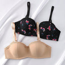 Set de 2 sujetadores de moda con estampado floral y de unicolor con encaje a contraste para mujeres