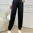 Pantalones jogger de mujer de bolsillo diagonal de unicolor