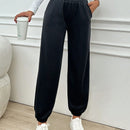 Pantalones jogger de mujer de bolsillo diagonal de unicolor