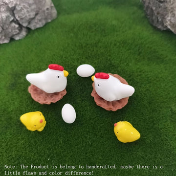 8 piezas de juego de familia de pollo mini de resina - Accesorios para jardín de hadas para patio, césped y escritorio, kit de regalo DIY perfecto, decoración de pollo
