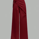 Prive pantalones anchos de cintura alta de apariencia de lino caqui para mujer