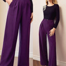 Motf premium pantalones de pierna ancha con pliegues plegados, bolsillos inclinados, cinturon