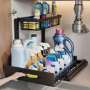 Organizador de 2 niveles para debajo del fregadero, estante extraíble de acero inoxidable resistente al óxido, para almacenamiento en cocina y baño, ideal para primavera