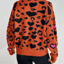 Essnce cardigan de manga larga con hombros caidos y estampado de leopardo para mujer, otono/invierno