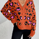Essnce cardigan de manga larga con hombros caidos y estampado de leopardo para mujer, otono/invierno