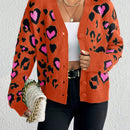Essnce cardigan de manga larga con hombros caidos y estampado de leopardo para mujer, otono/invierno