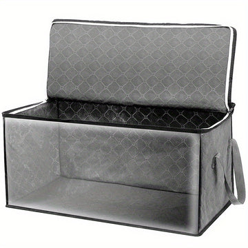 Cajas de almacenamiento plegables de gran capacidad de 54L, gris, rectangulares, estilo contemporáneo, tela duradera, ventana transparente, asas resistentes, multiusos para armario, dormitorio, organización del hogar, ropa, ropa de cama, almohadas, peluc