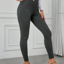 Clasi pantalones pitillo de cintura alta con detalle de botones, alta elasticidad