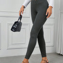 Clasi pantalones pitillo de cintura alta con detalle de botones, alta elasticidad
