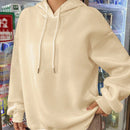 Ezwear sudadera holgada con capucha y estampado grafico cristiano "amar como jesus" con cara sonriente y texto para mujer
