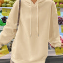 Ezwear sudadera holgada con capucha y estampado grafico cristiano "amar como jesus" con cara sonriente y texto para mujer