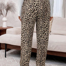 Emery rose pantalones acampanados y sueltos con bolsillos y estampado de leopardo para mujer