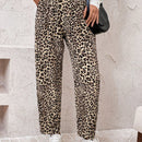 Emery rose pantalones acampanados y sueltos con bolsillos y estampado de leopardo para mujer