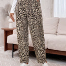 Emery rose pantalones acampanados y sueltos con bolsillos y estampado de leopardo para mujer