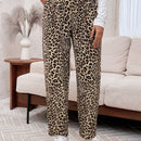 Emery rose pantalones acampanados y sueltos con bolsillos y estampado de leopardo para mujer