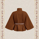 Vintamour abrigo capa elegante con cuello de pie de unicolor para mujer, para otono/invierno
