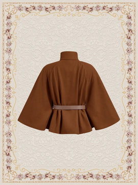 Vintamour abrigo capa elegante con cuello de pie de unicolor para mujer, para otono/invierno