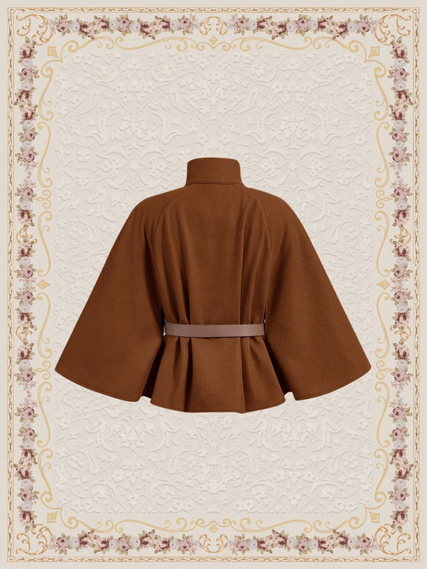 Vintamour abrigo capa elegante con cuello de pie de unicolor para mujer, para otono/invierno