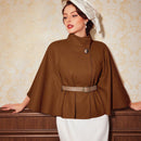 Vintamour abrigo capa elegante con cuello de pie de unicolor para mujer, para otono/invierno