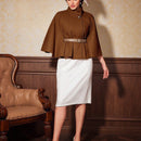 Vintamour abrigo capa elegante con cuello de pie de unicolor para mujer, para otono/invierno