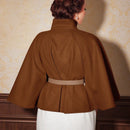 Vintamour abrigo capa elegante con cuello de pie de unicolor para mujer, para otono/invierno