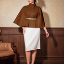 Vintamour abrigo capa elegante con cuello de pie de unicolor para mujer, para otono/invierno