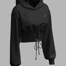 Ezwear sudadera con capucha de mujer color verde oliva con estampado de letras y amarre cruzado al frente