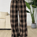 Ezwear pantalones de cuadritos con contraste de color en la cintura, nuevos para mujer en temporada de otono