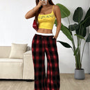 Ezwear pantalones largos de franela con cintura contrastante, llegada reciente, para principios de otono
