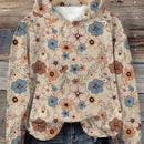 Lune sudadera con capucha de estampado floral vintage todo sobre en estilo minimalista casual, adecuada para otono/invierno