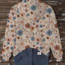 Lune sudadera con capucha de estampado floral vintage todo sobre en estilo minimalista casual, adecuada para otono/invierno