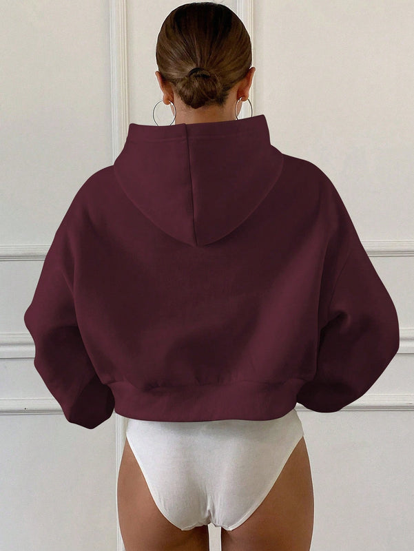Dazy sudadera casual de cuello redondo clasica de felpa para mujer