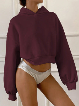 Dazy sudadera casual de cuello redondo clasica de felpa para mujer