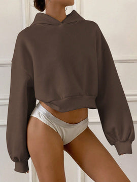 Dazy sudadera casual de cuello redondo clasica de felpa para mujer
