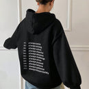 Dazy sudadera holgada con capucha estampado de letras y hombros caidos, informal, color negro, para mujer