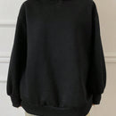 Dazy sudadera holgada con capucha estampado de letras y hombros caidos, informal, color negro, para mujer