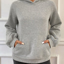 Dazy sudadera con capucha casual de unicolor con bolsillo canguro para mujer, otono/invierno