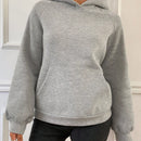 Dazy sudadera con capucha casual de unicolor con bolsillo canguro para mujer, otono/invierno