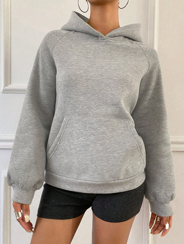 Dazy sudadera con capucha casual de unicolor con bolsillo canguro para mujer, otono/invierno