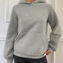 Dazy sudadera con capucha casual de unicolor con bolsillo canguro para mujer, otono/invierno