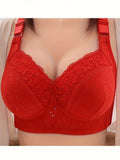 Sujetador de encaje de lujo de 3 piezas sin aros con pechos cerrados lateralmente y pechos grandes con ropa interior de plastico menor.
