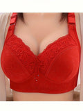 Sujetador de encaje de lujo de 3 piezas sin aros con pechos cerrados lateralmente y pechos grandes con ropa interior de plastico menor.