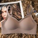 3 piezas de ropa interior sin costuras de color solido para mujer, sujetador deportivo fino con frunces en el pecho, de una pieza, antiflacidez, realce, para verano