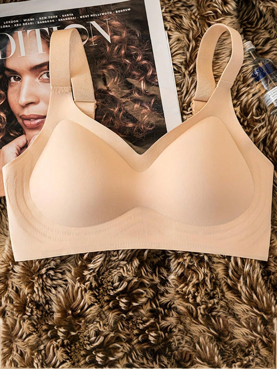 3 piezas de ropa interior sin costuras de color solido para mujer, sujetador deportivo fino con frunces en el pecho, de una pieza, antiflacidez, realce, para verano