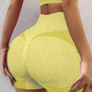 1 pieza shorts de yoga de cintura alta sin costuras amarillos, shorts comodos y transpirables con control de abdomen y levantamiento