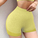 1 pieza shorts de yoga de cintura alta sin costuras amarillos, shorts comodos y transpirables con control de abdomen y levantamiento